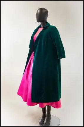 Vintage 1950s Emerald Green Velvet Evening Coat