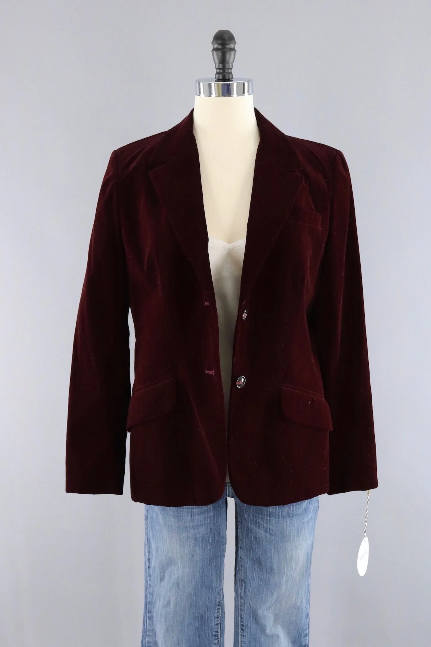 Vintage 1970s Maroon Red Velvet Blazer