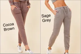 Vintage Havana Sage Grey Or Cocoa Brown Burnout Jogger