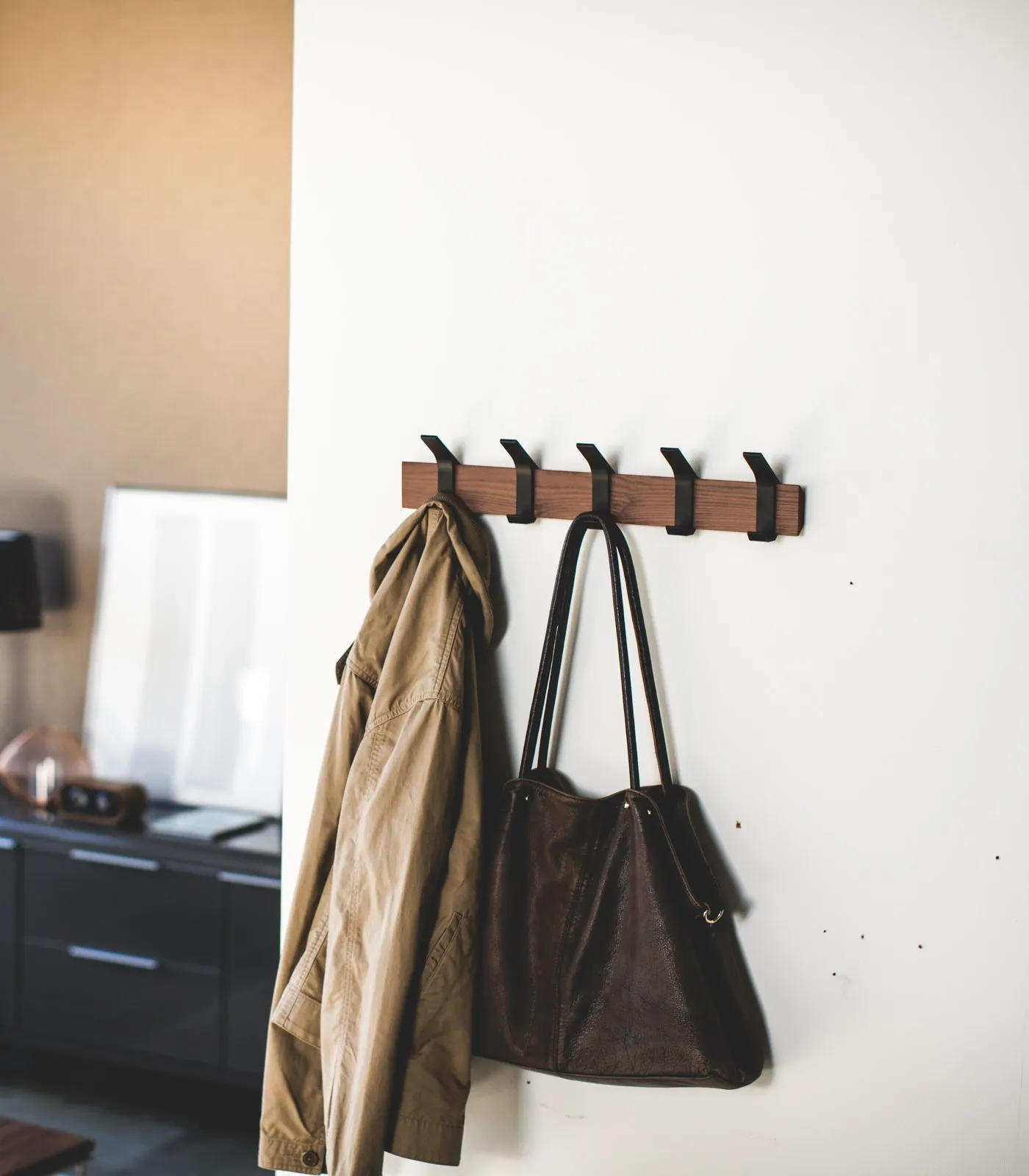 Wall-Mounted Coat Rack - Steel   Wood