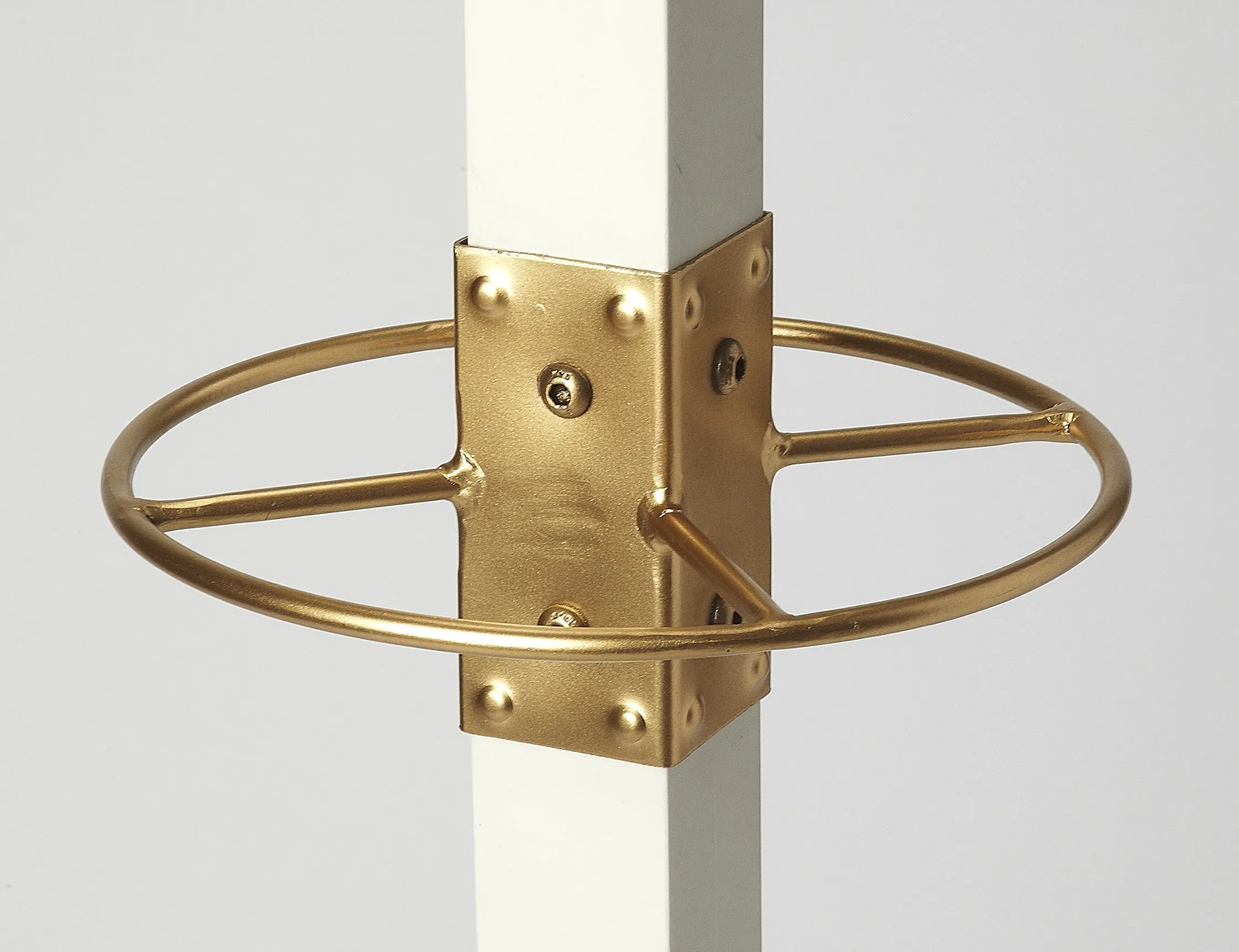 White Wood Gold Brass Standing Coat and Hat Rack