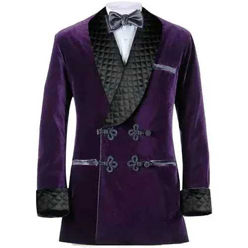 Wiaofellas  -  New Arrival Velvet Smoking Jacket Fashion Shawl Lapel Prom Party Dinner Coat Loose High Quality Wedding Male Blazer One Piece