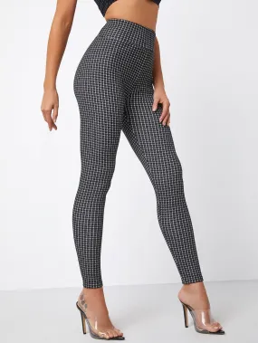 Wide Waistband Plaid Leggings