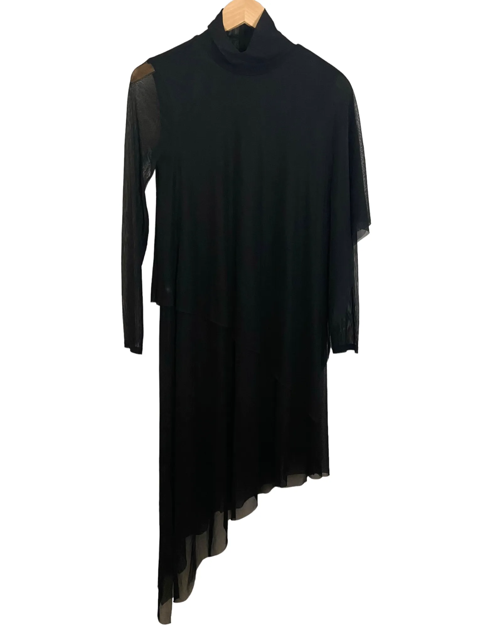 Winter Black Sheer Asymmetric Dress