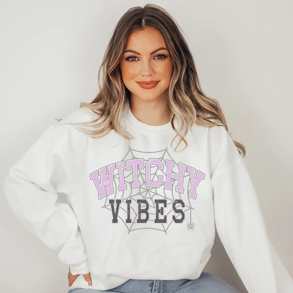 Witchy Vibes Web Crew Wholesale Graphic Sweatshirt