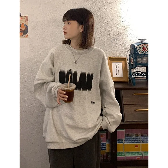 Wjczt Letter Printing Crewneck Sweatshirt Women Hoodie Coat Autumn Winter Streetwear Harajuku Baggy Korean Fashion Girl Oversize TOPs