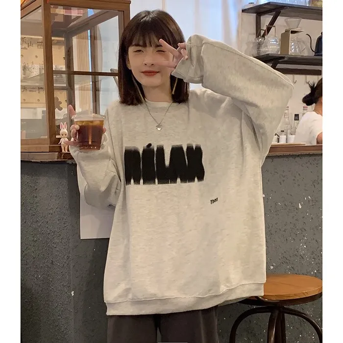 Wjczt Letter Printing Crewneck Sweatshirt Women Hoodie Coat Autumn Winter Streetwear Harajuku Baggy Korean Fashion Girl Oversize TOPs