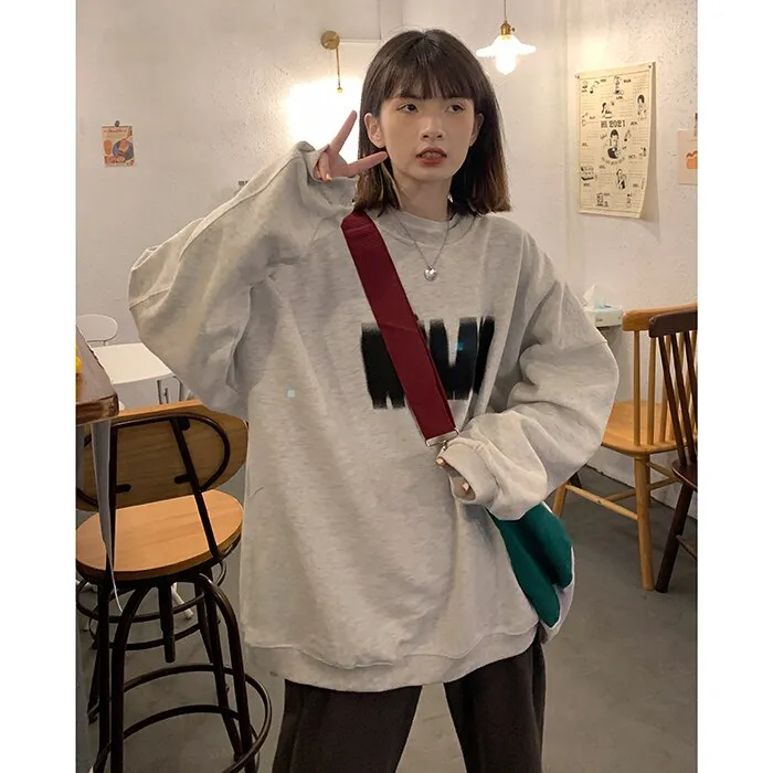 Wjczt Letter Printing Crewneck Sweatshirt Women Hoodie Coat Autumn Winter Streetwear Harajuku Baggy Korean Fashion Girl Oversize TOPs