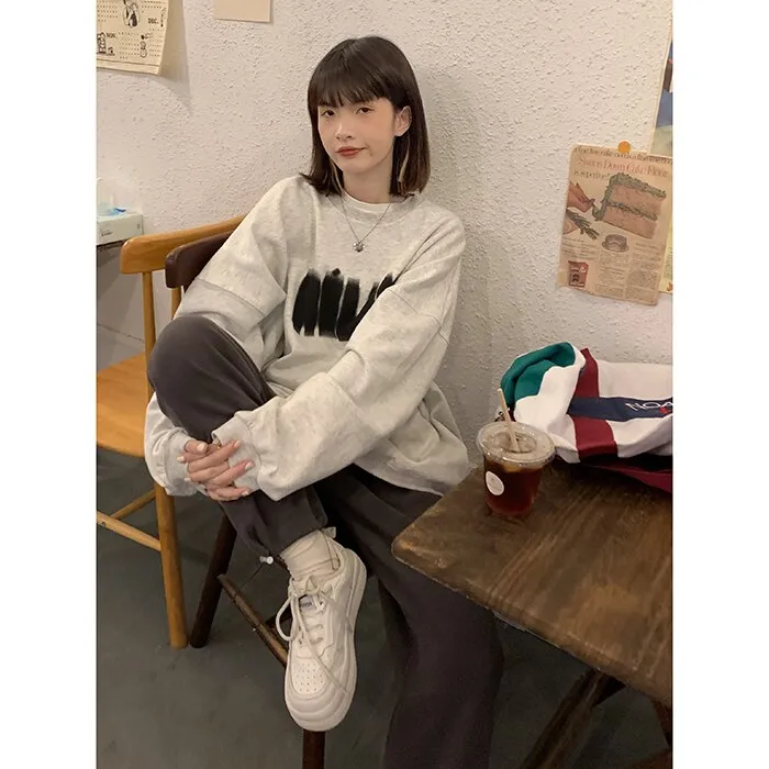 Wjczt Letter Printing Crewneck Sweatshirt Women Hoodie Coat Autumn Winter Streetwear Harajuku Baggy Korean Fashion Girl Oversize TOPs