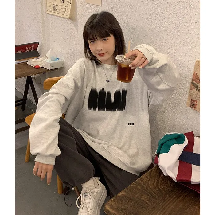 Wjczt Letter Printing Crewneck Sweatshirt Women Hoodie Coat Autumn Winter Streetwear Harajuku Baggy Korean Fashion Girl Oversize TOPs