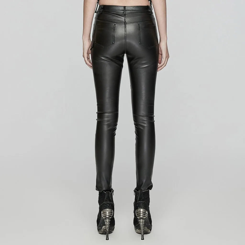 Women's Punk Splice Faux Leather Pants