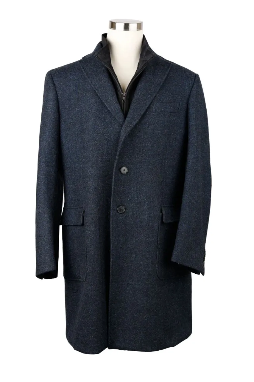 Wool Dress Coat w/ Suede Insert