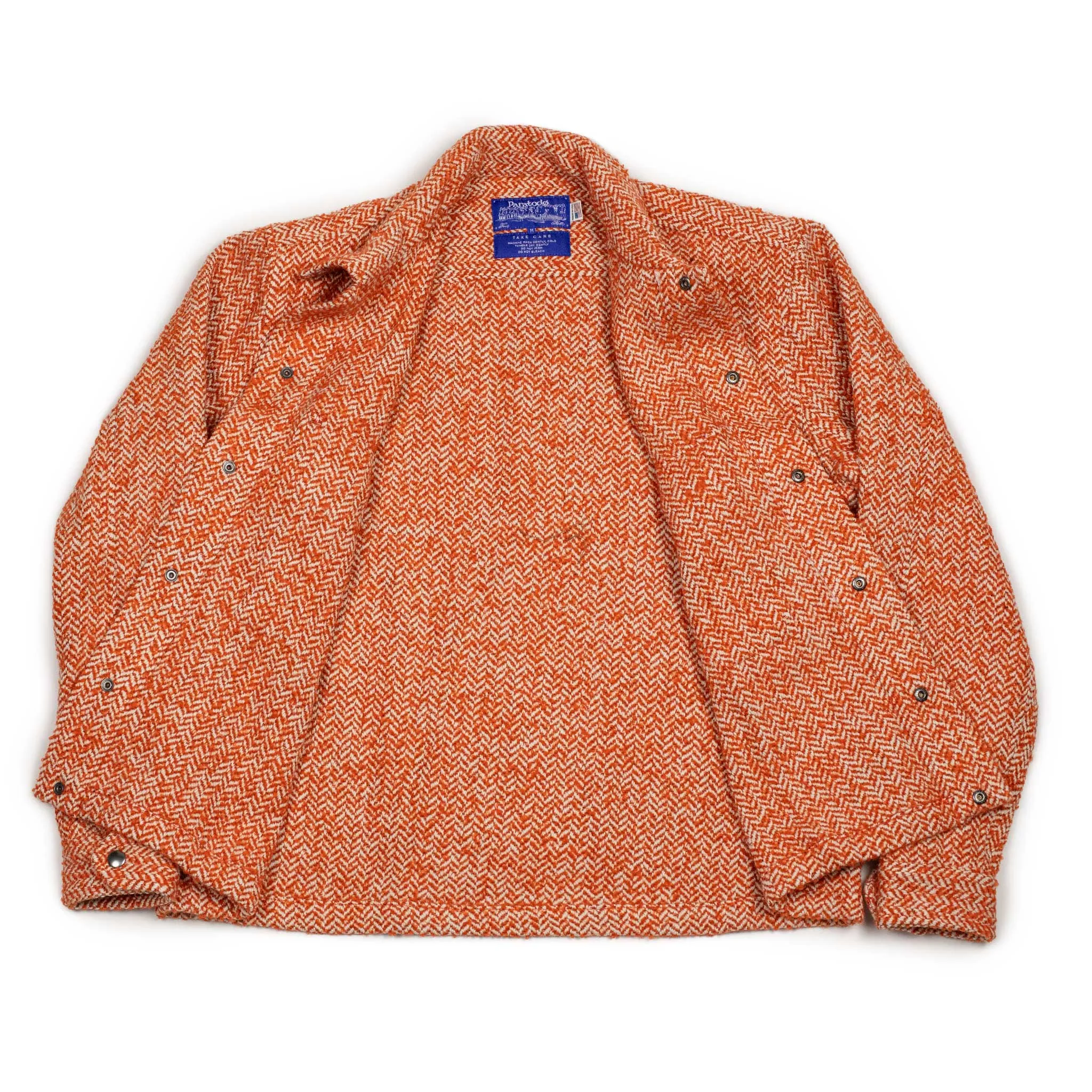 Woolen London 68 jacket in burnt orange herringbone wool