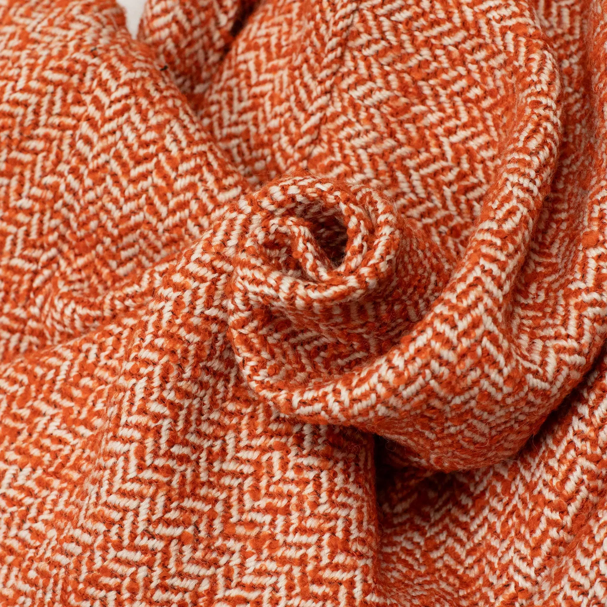 Woolen London 68 jacket in burnt orange herringbone wool