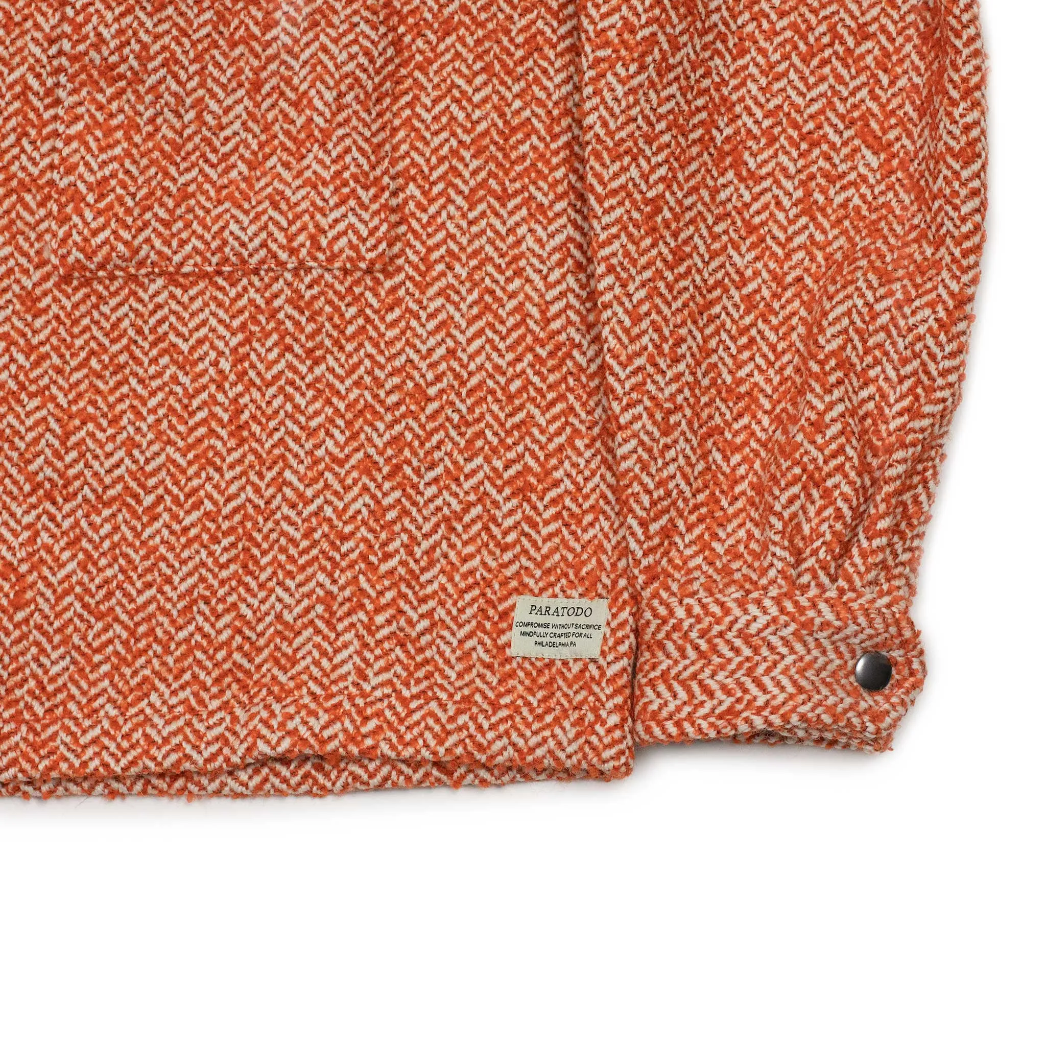 Woolen London 68 jacket in burnt orange herringbone wool