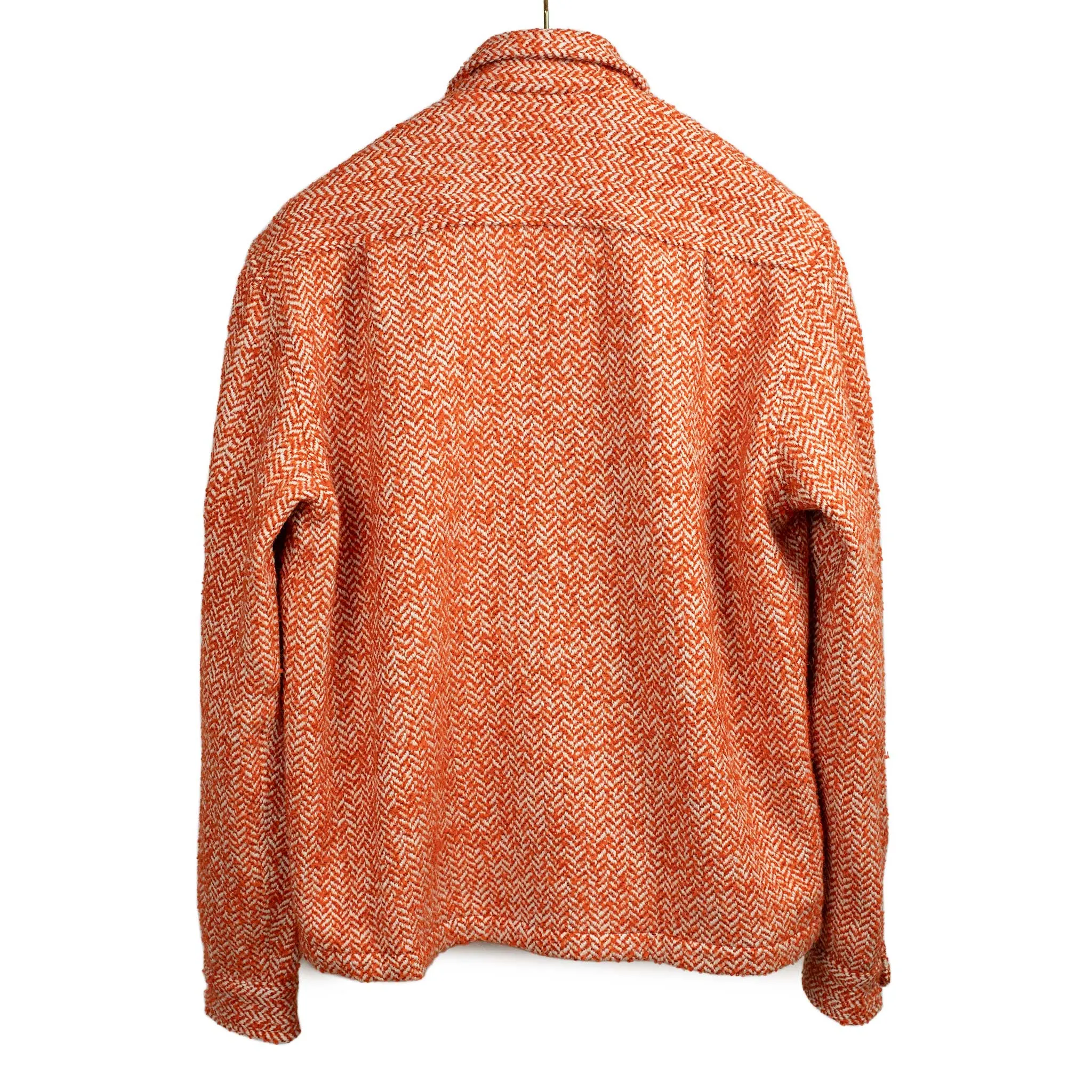 Woolen London 68 jacket in burnt orange herringbone wool