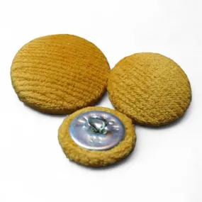 Yellow Textured Velvet Buttons - Choice of Sizes