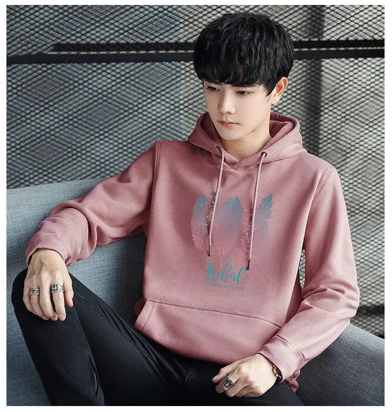 Young Men's Simple Pullover Hoodie