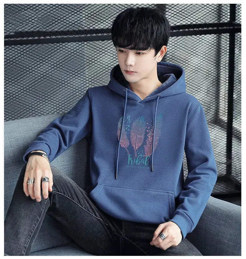 Young Men's Simple Pullover Hoodie