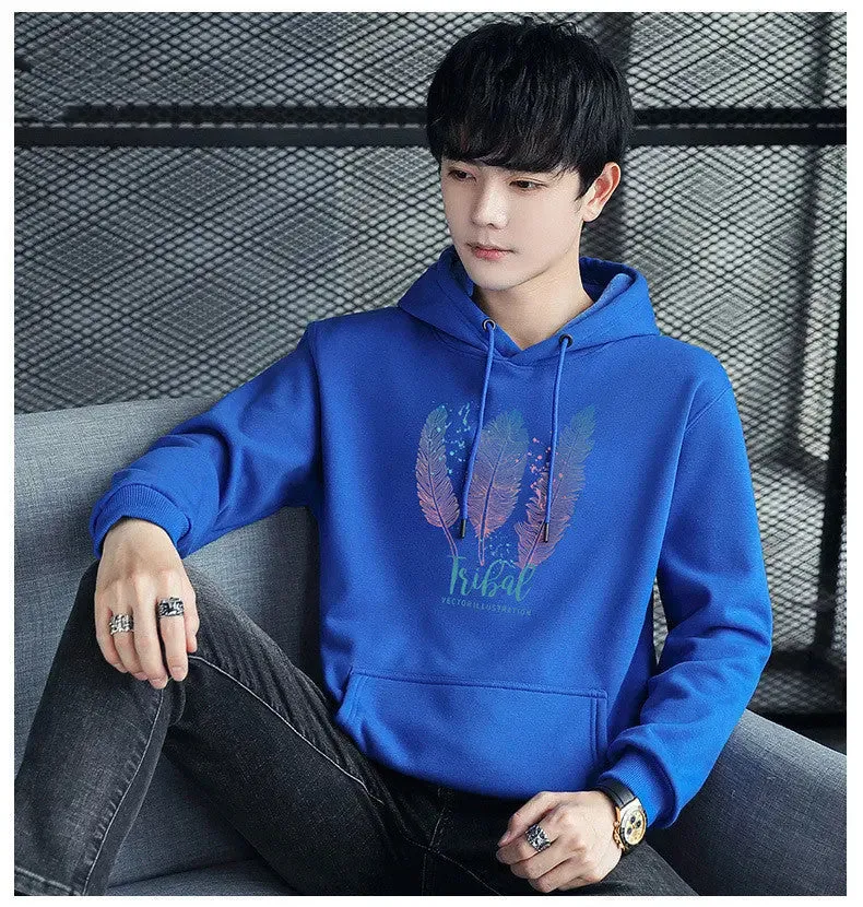 Young Men's Simple Pullover Hoodie